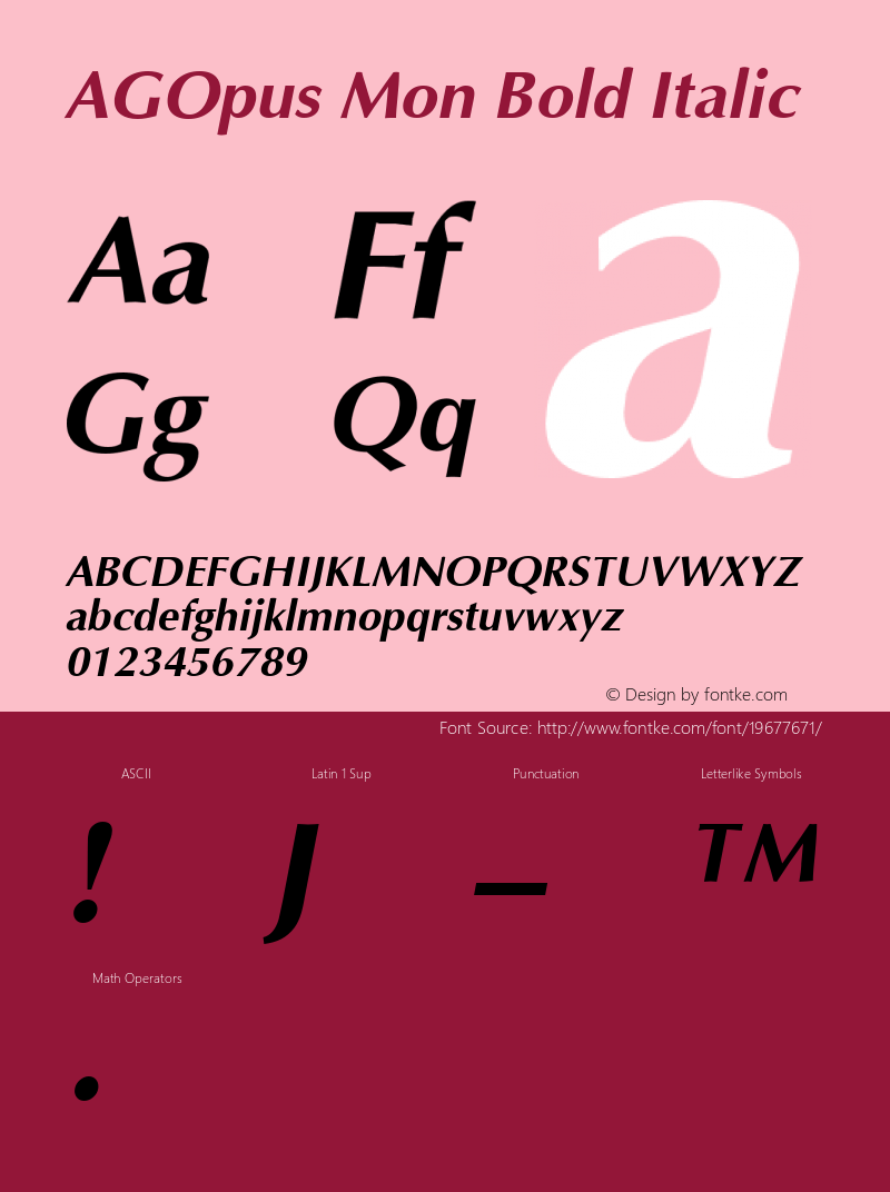 AGOpus Mon Bold Italic 2.00 Font Sample