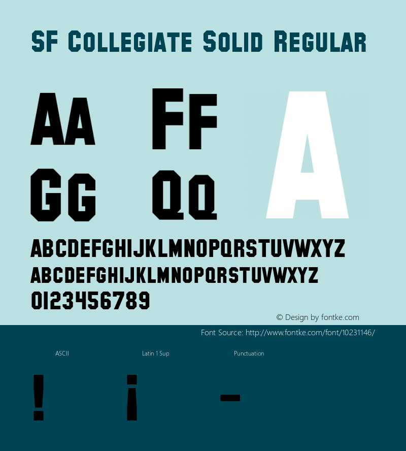 SF Collegiate Solid Regular 1.0 Font Sample