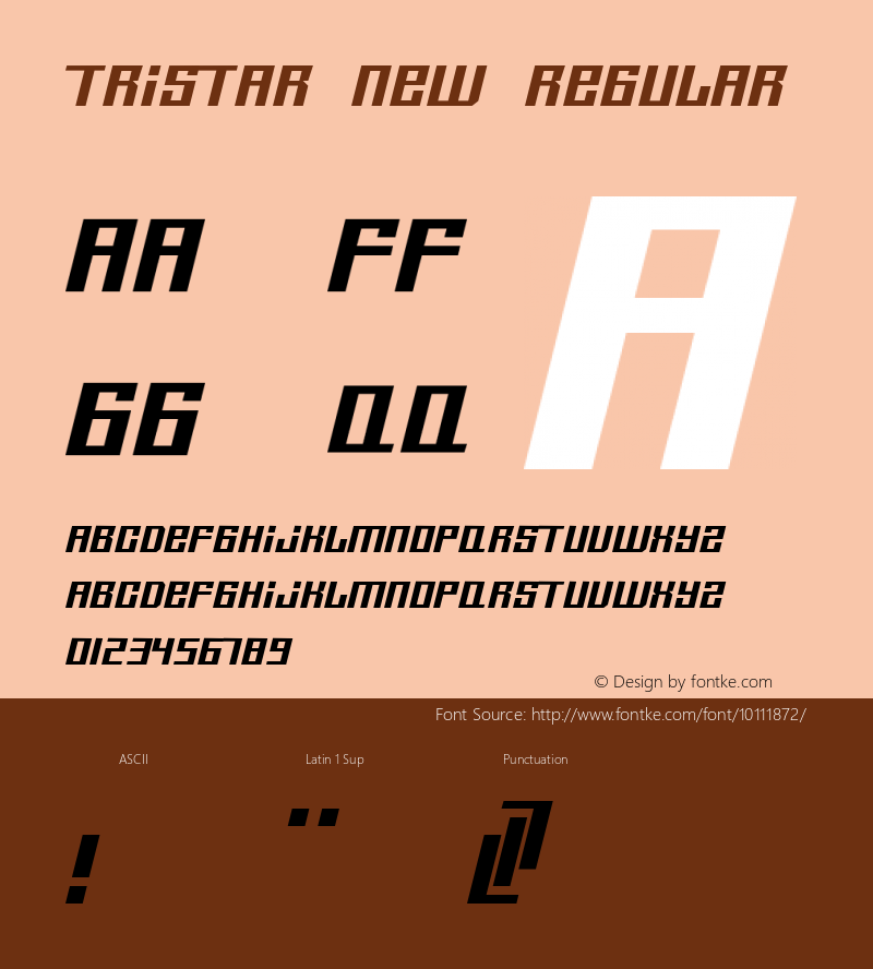 Tristar New Regular Macromedia Fontographer 4.1 29/09/2002 Font Sample