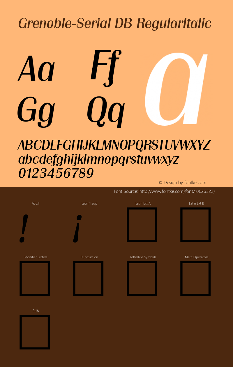 Grenoble-Serial DB RegularItalic 1.0 Sat Oct 19 09:58:28 1996 Font Sample