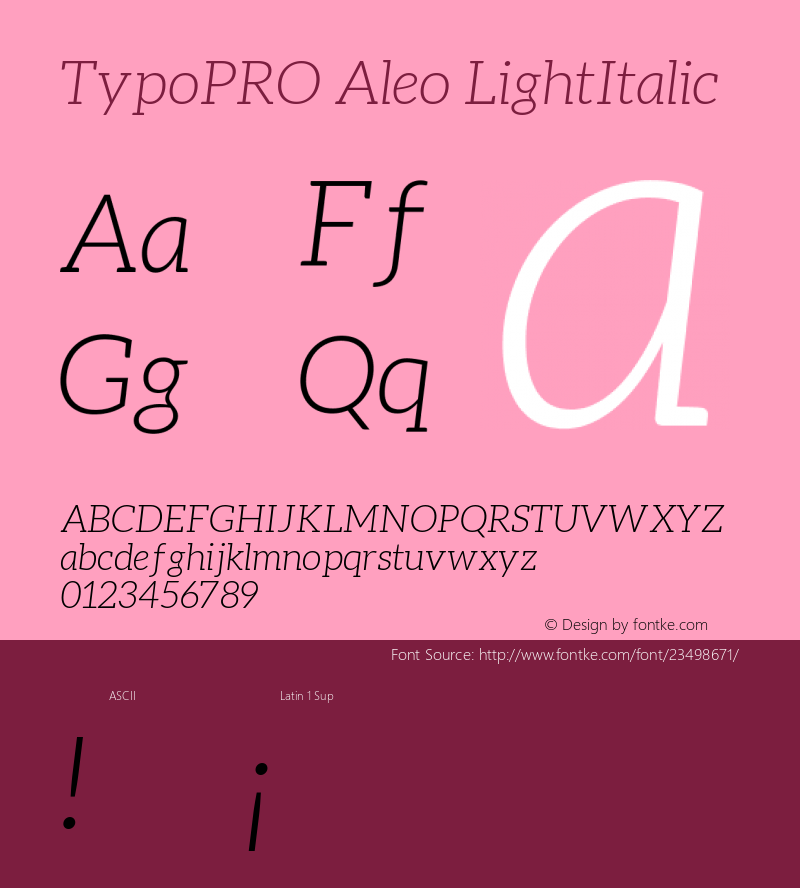 TypoPRO Aleo Light Italic Version 1.1 Font Sample