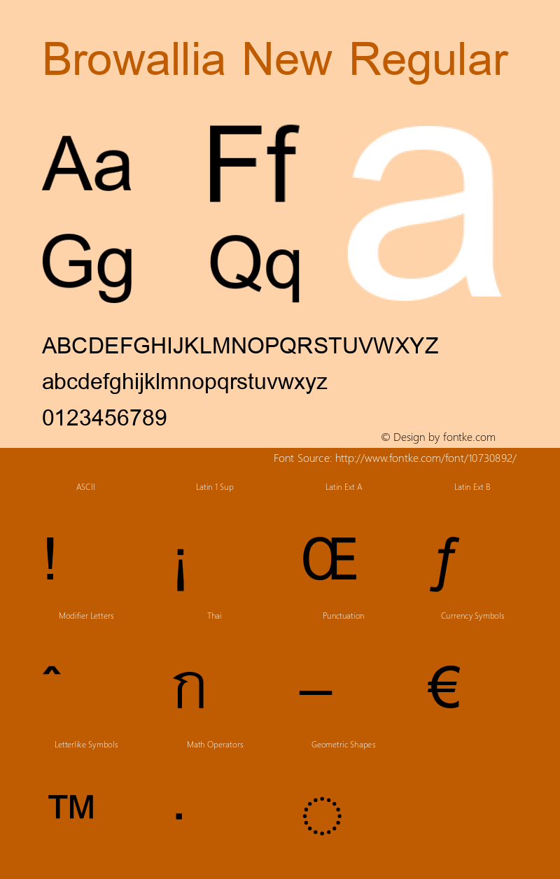 Browallia New Regular Version 5.05 Font Sample