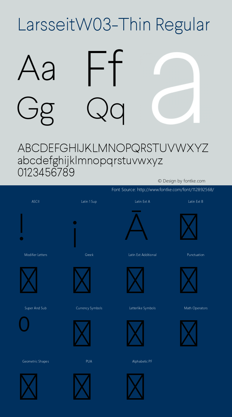 Larsseit W03 Thin Version 1.00 Font Sample