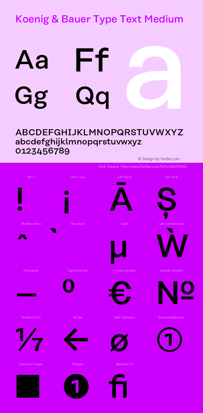Koenig & Bauer Type Text Medium Version 1.000;PS 001.000;hotconv 1.0.88;makeotf.lib2.5.64775 Font Sample