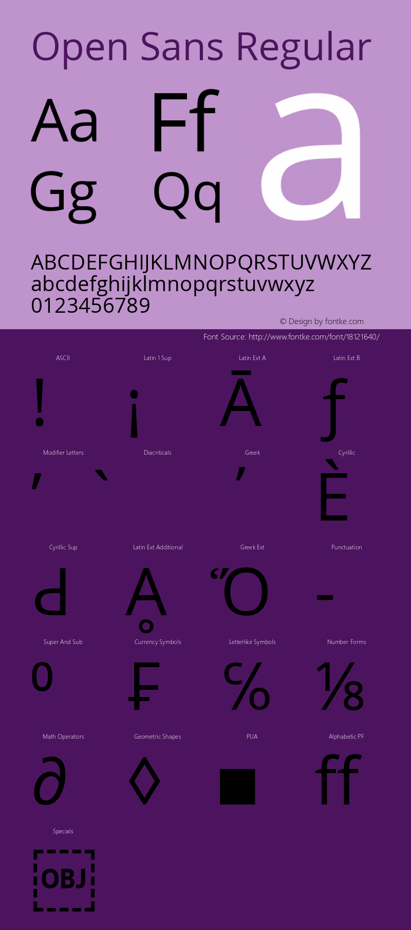 Open Sans Regular Version 1.10 Font Sample