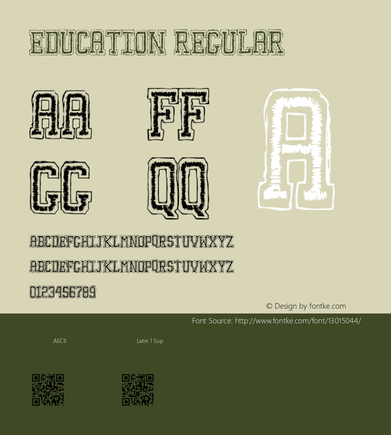 Education Regular Version 1.00 March 31, 2016, initial release Font Sample