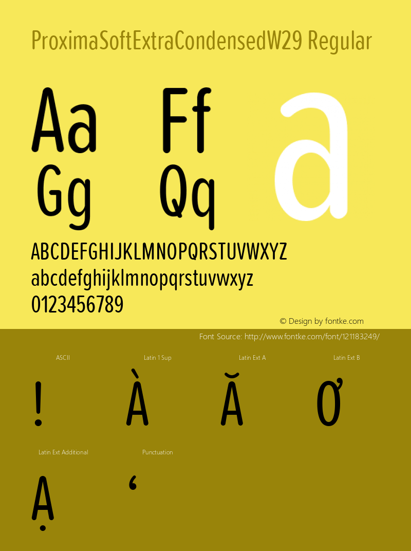 Proxima Soft Extra CondensedW29 Version 1.20 Font Sample