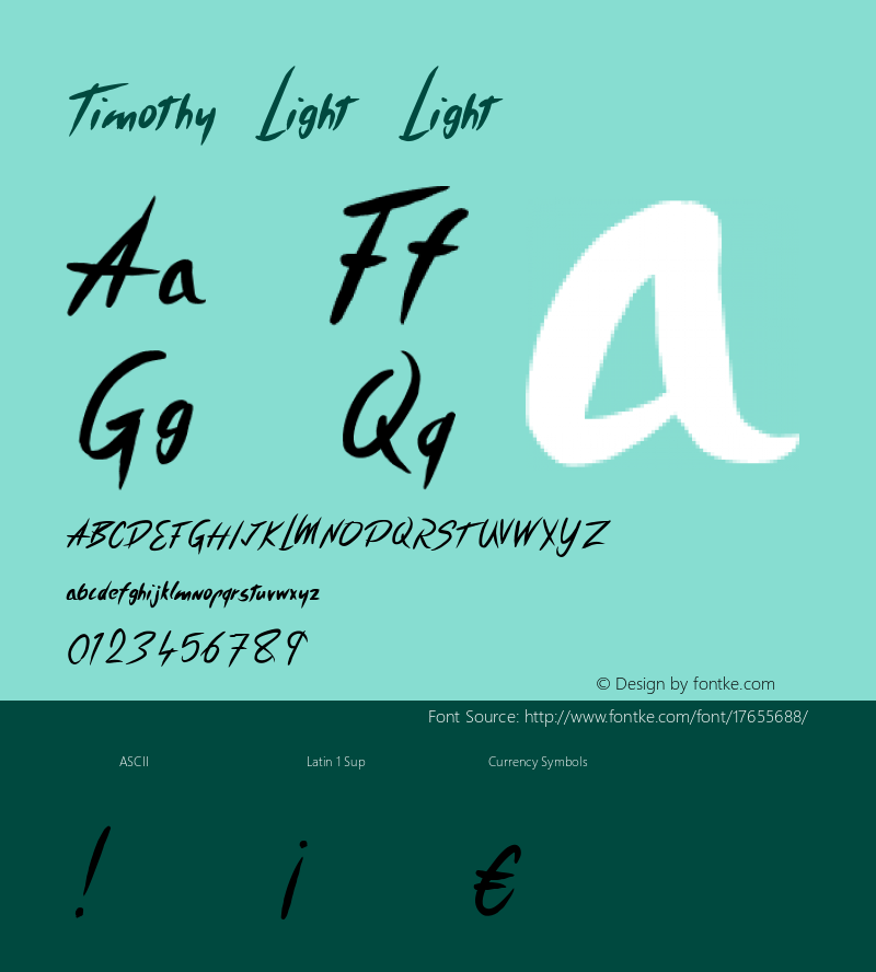 Timothy Light Light Version 001.000 Font Sample