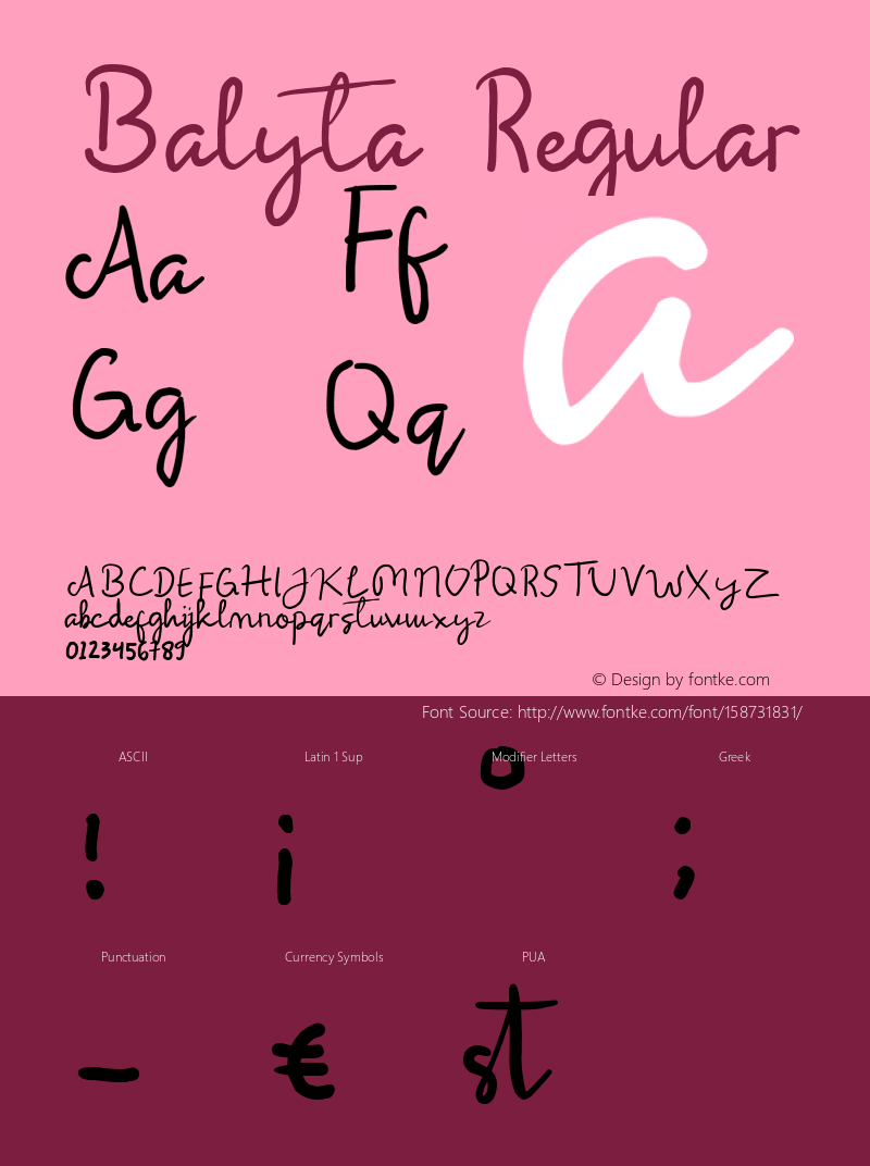 Balyta Version 1.00;January 4, 2021;FontCreator 11.5.0.2430 64-bit Font Sample