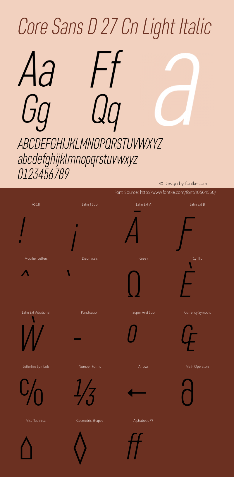 Core Sans D 27 Cn Light Italic Version 1.000 Font Sample