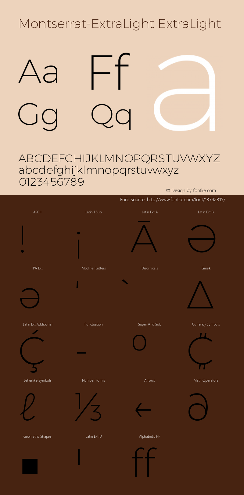 Montserrat-ExtraLight ExtraLight Version 006.000 Font Sample