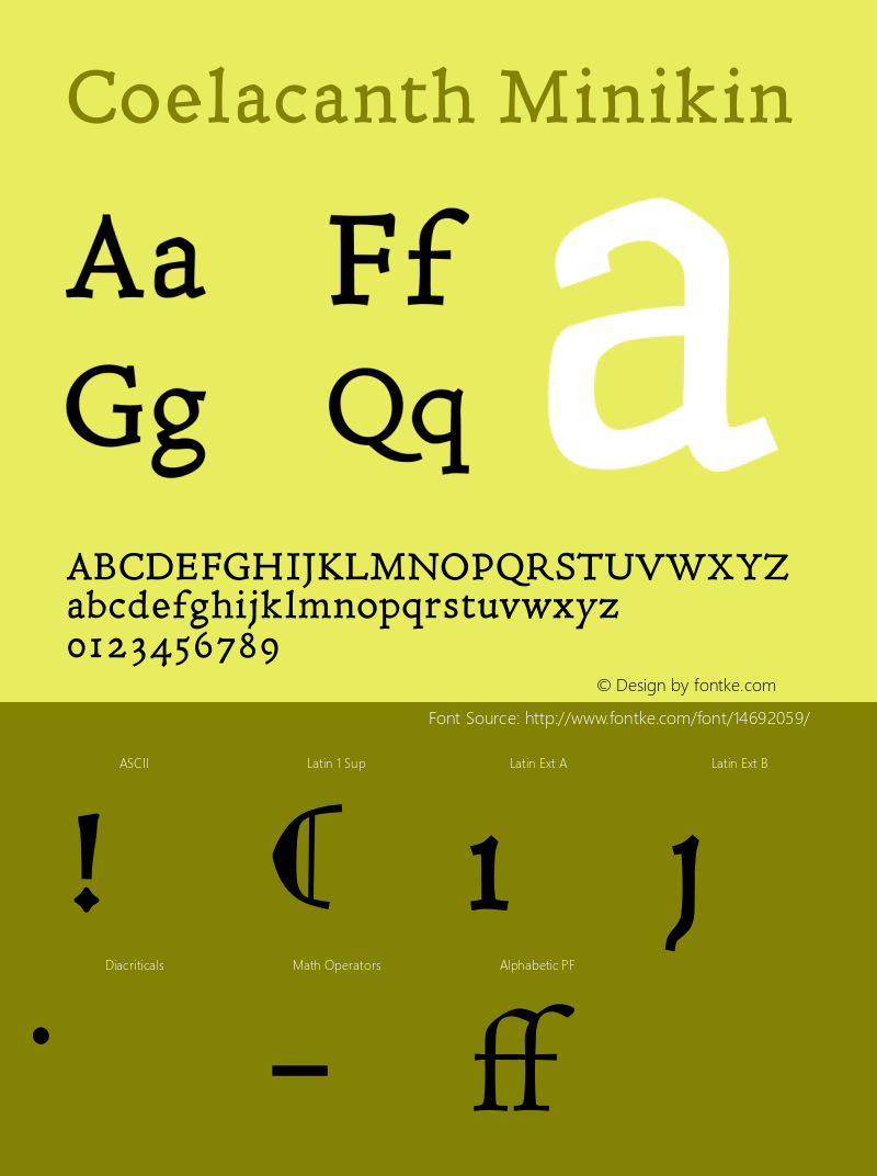 Coelacanth Minikin Version 000.003  Font Sample