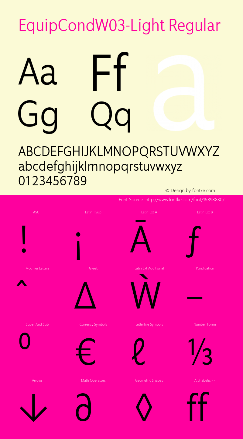 EquipCondW03-Light Regular Version 1.00 Font Sample