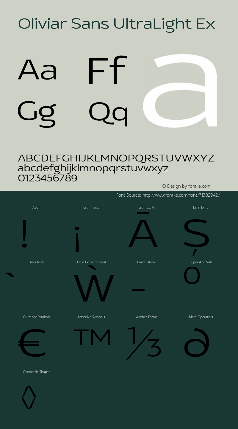 Oliviar Sans UltraLight Ex Version 1.002;hotconv 1.0.109;makeotfexe 2.5.65596 Font Sample