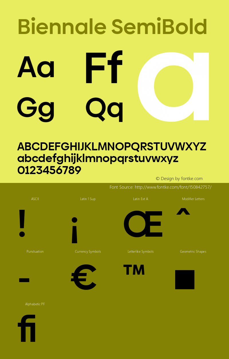 Biennale SemiBold Regular Version 1.001;hotconv 1.0.109;makeotfexe 2.5.65596 Font Sample
