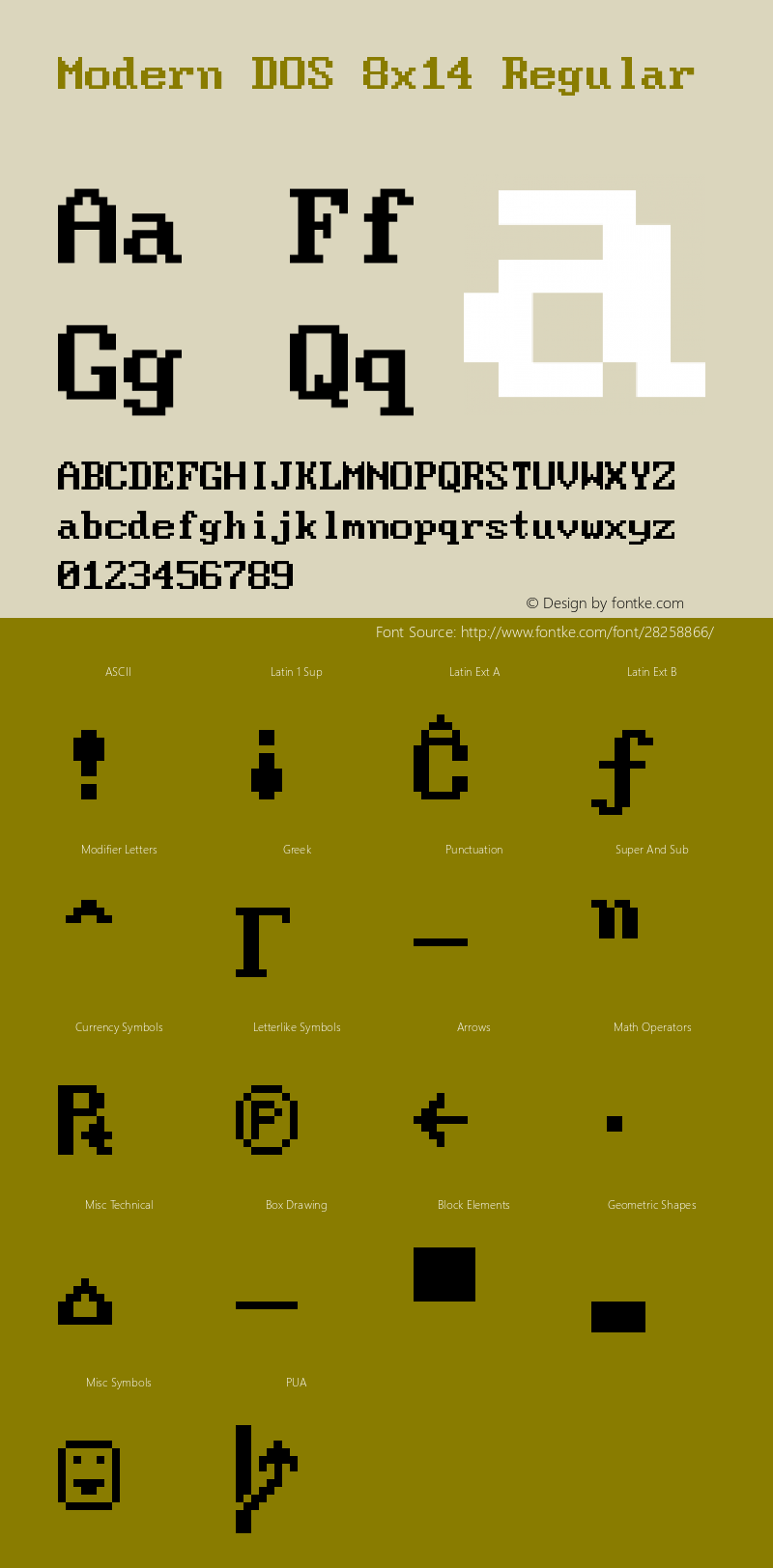 Modern DOS 8x14 20190101.01 Font Sample