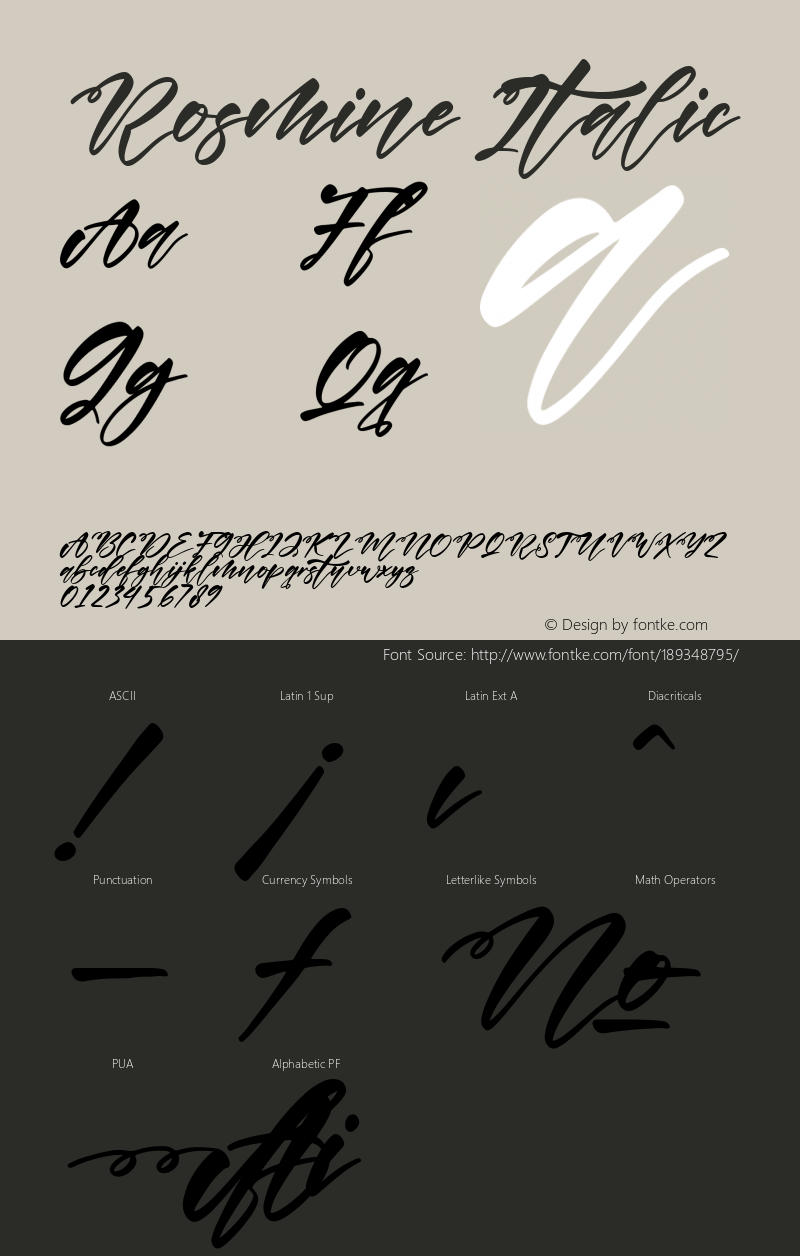 Rosmine Italic Version 1.00;September 13, 2021;FontCreator 13.0.0.2683 64-bit图片样张