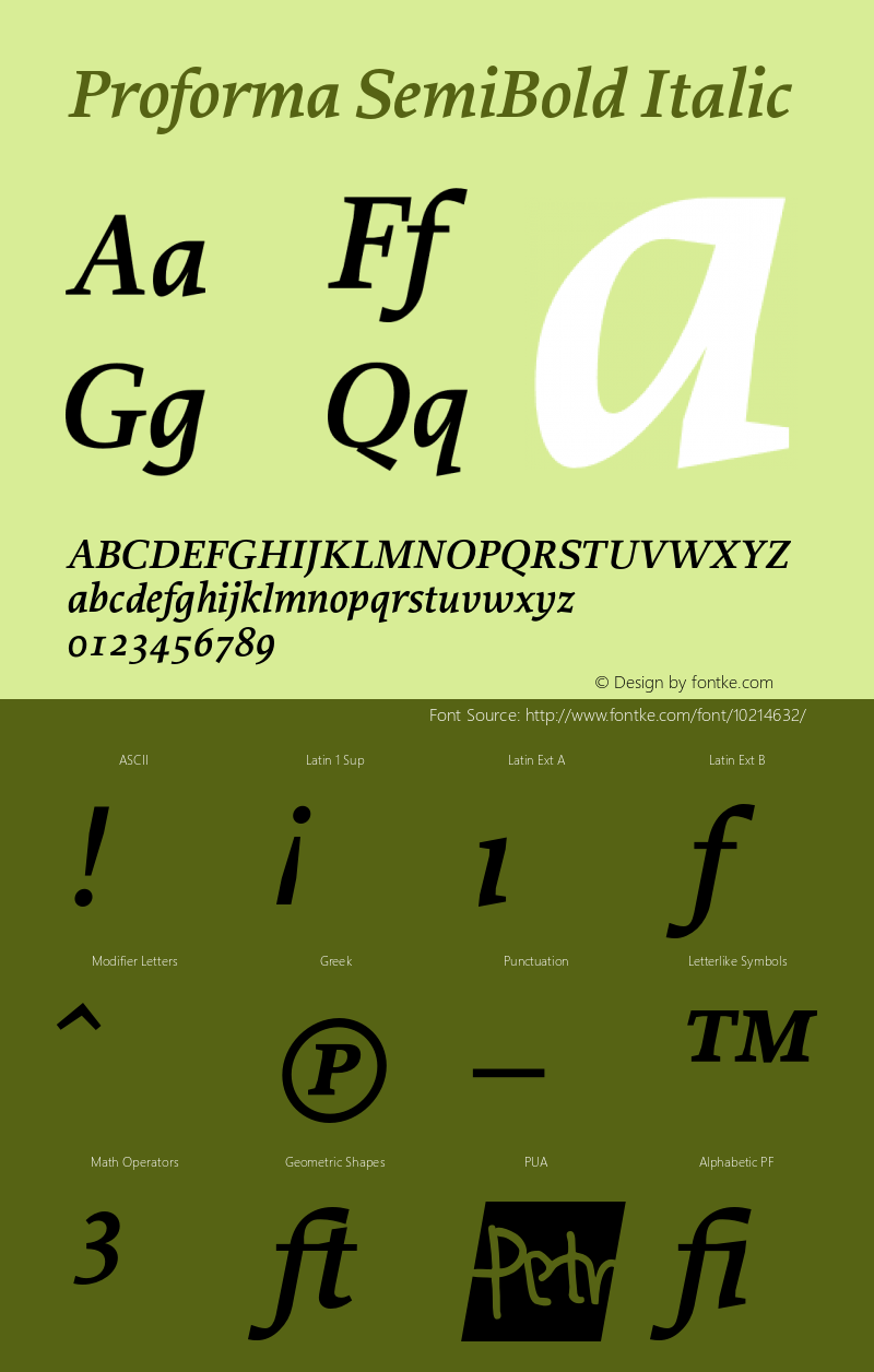 Proforma SemiBold Italic 001.000 Font Sample