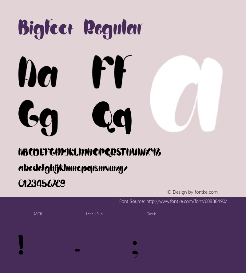 Bigfoot Version 1.00;March 28, 2020;FontCreator 12.0.0.2525 64-bit Font Sample