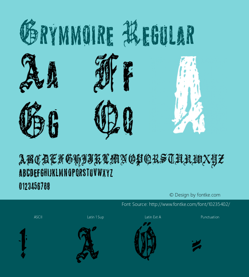 Grymmoire Regular Macromedia Fontographer 4.1 2008.11.30. Font Sample