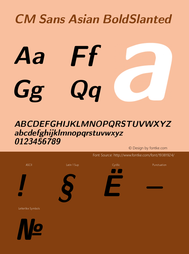 Computer Modern Sans Asian Cyrillic Bold Slanted Version 001.001 Font Sample