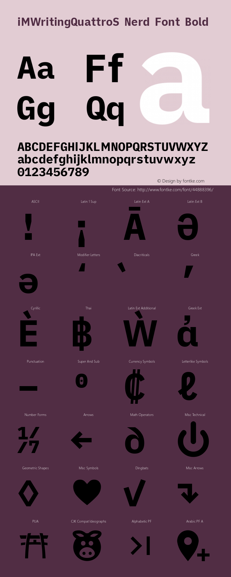 iM Writing Quattro S Bold Nerd Font Complete Version 2.000 Font Sample