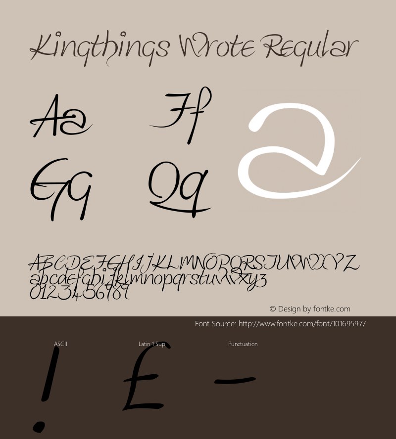 Kingthings Wrote Regular Version 1.0 September 2004 Font Sample