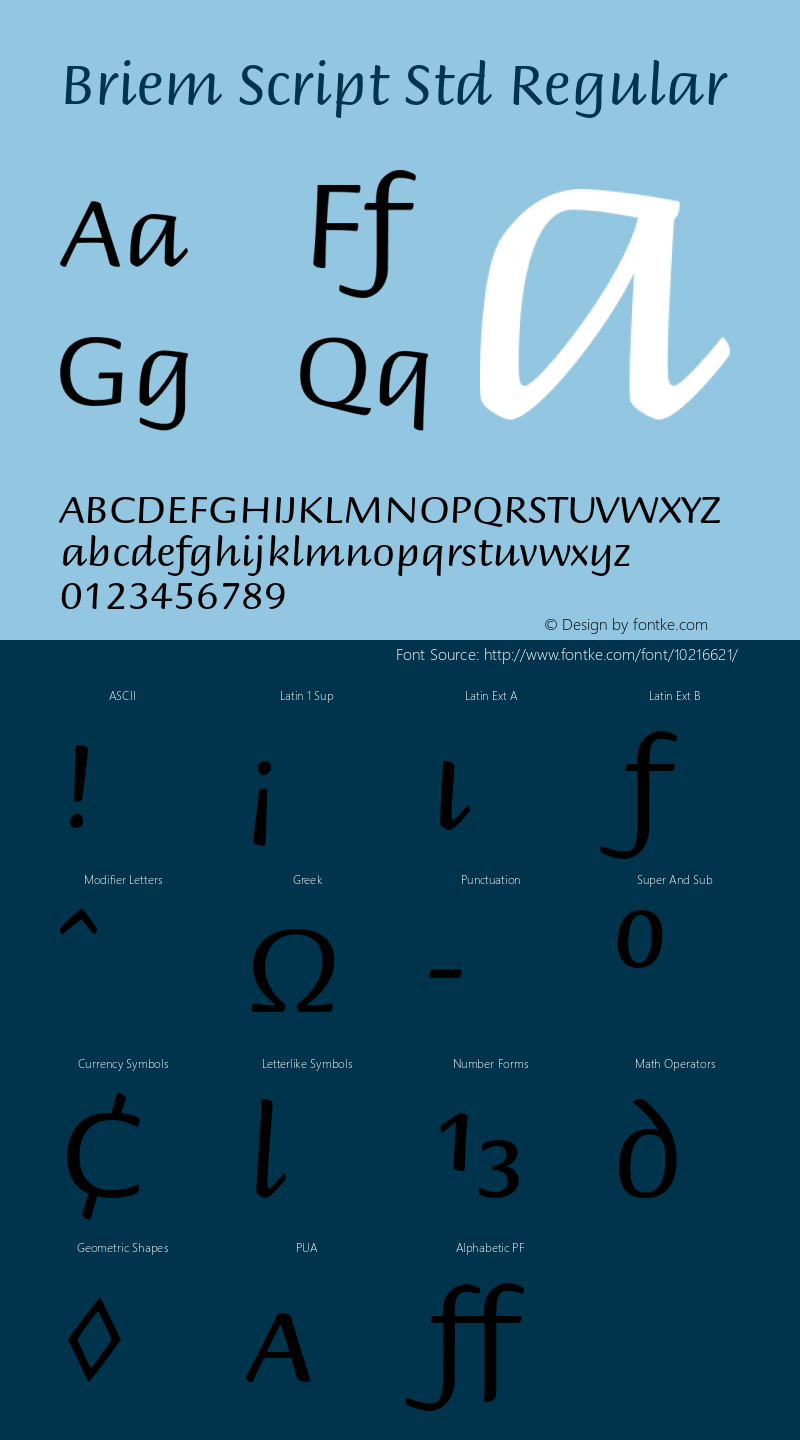 Briem Script Std Regular Version 2.030;PS 002.000;hotconv 1.0.51;makeotf.lib2.0.18671 Font Sample