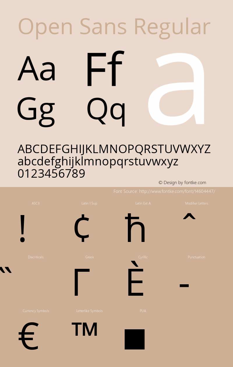 Open Sans Regular Version 1.10 Font Sample