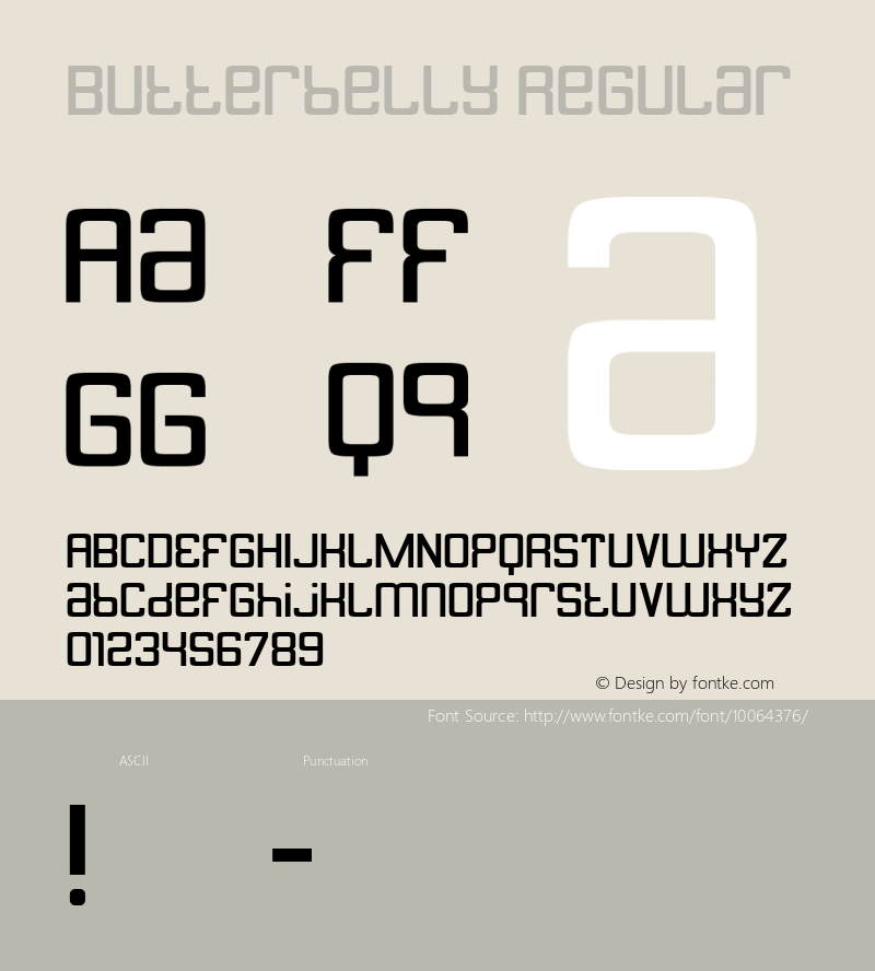 Butterbelly Regular Macromedia Fontographer 4.1 10/29/97 Font Sample