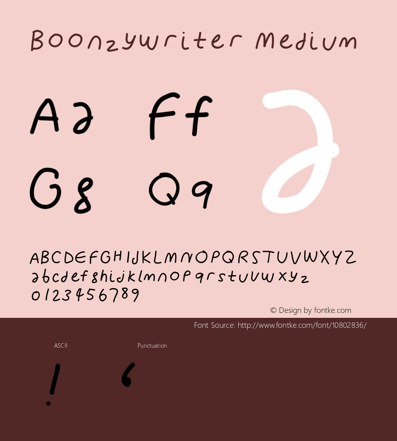 Boonzywriter Medium Version 001.000 Font Sample