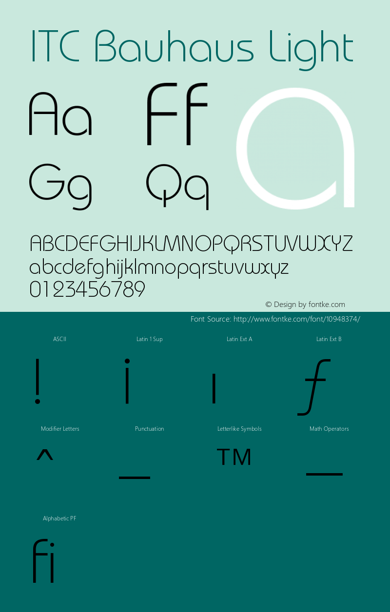 ITC Bauhaus Light Version 003.001 Font Sample