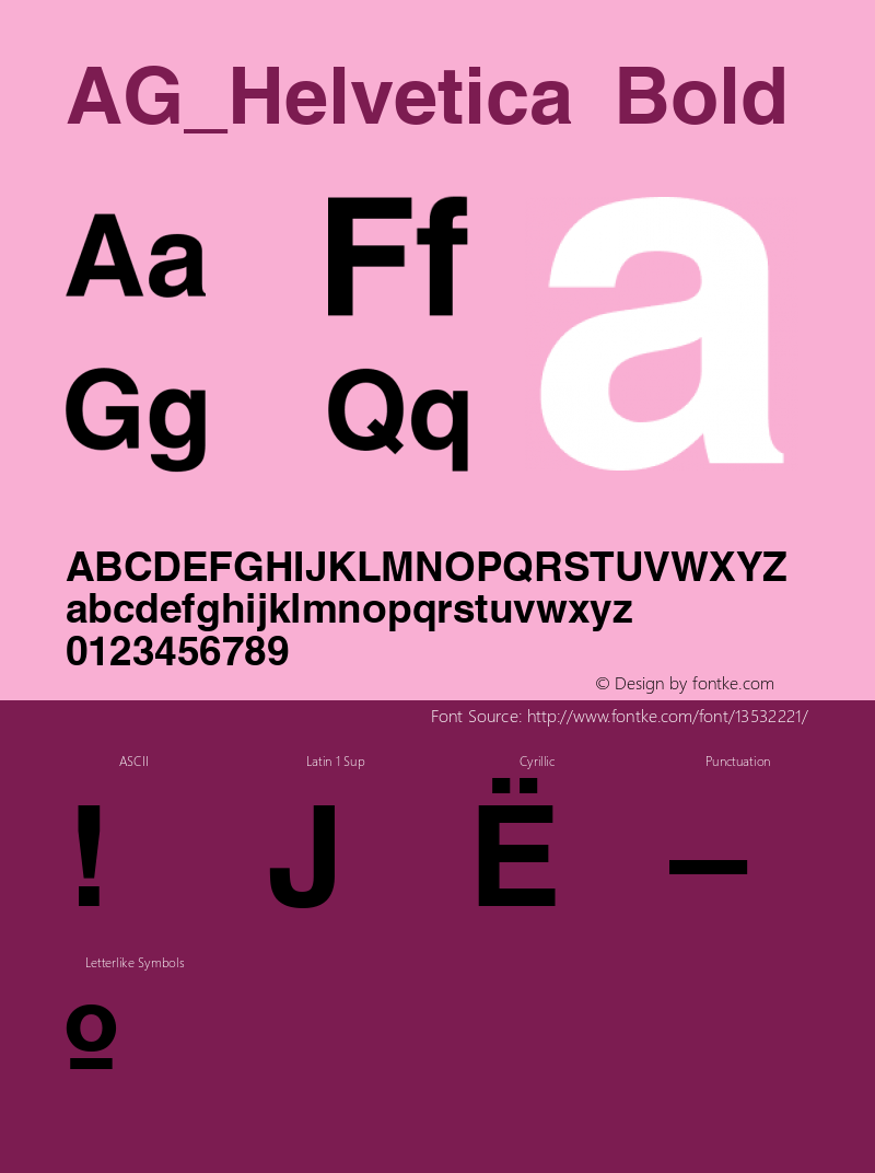 AG_Helvetica Bold 001.000 Font Sample