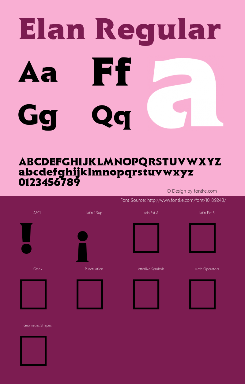 Elan Regular Altsys Fontographer 3.5  11/6/92 Font Sample