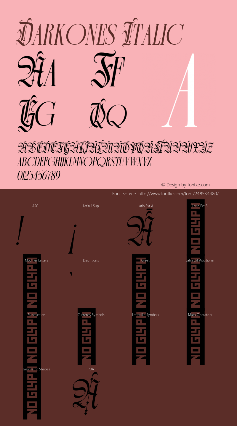 Darkones Italic Version 1.000图片样张