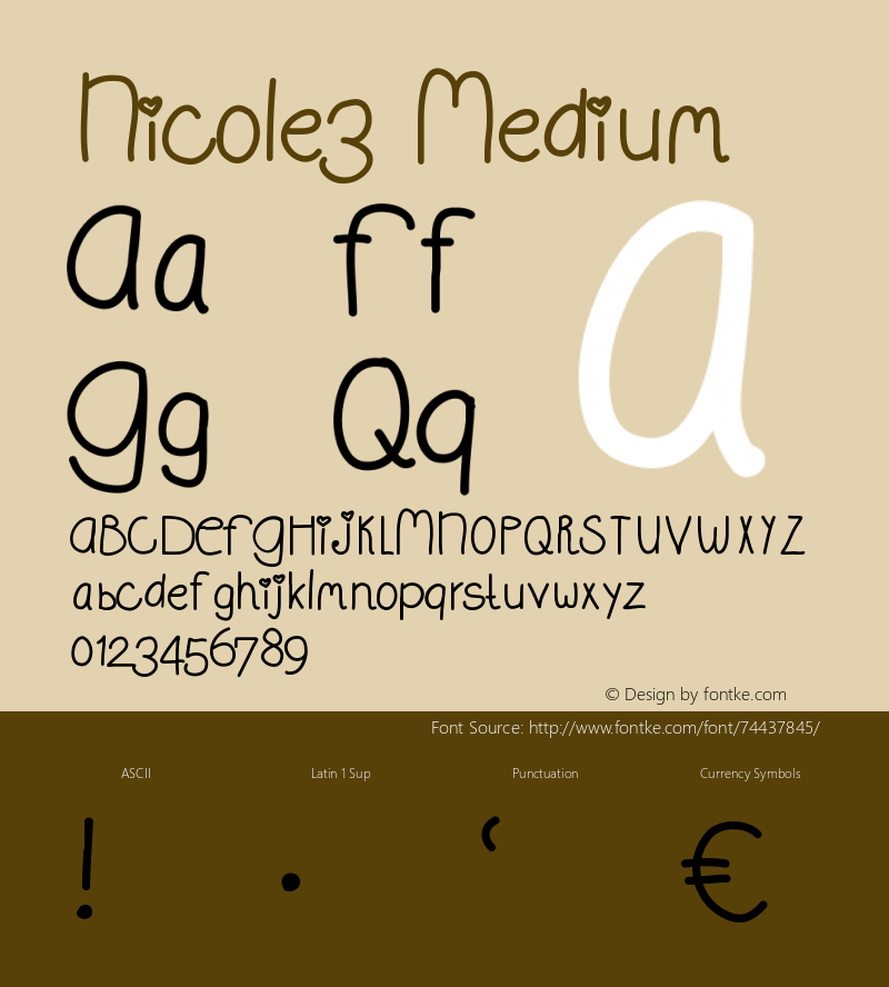 Nicole3 Version 001.000 Font Sample
