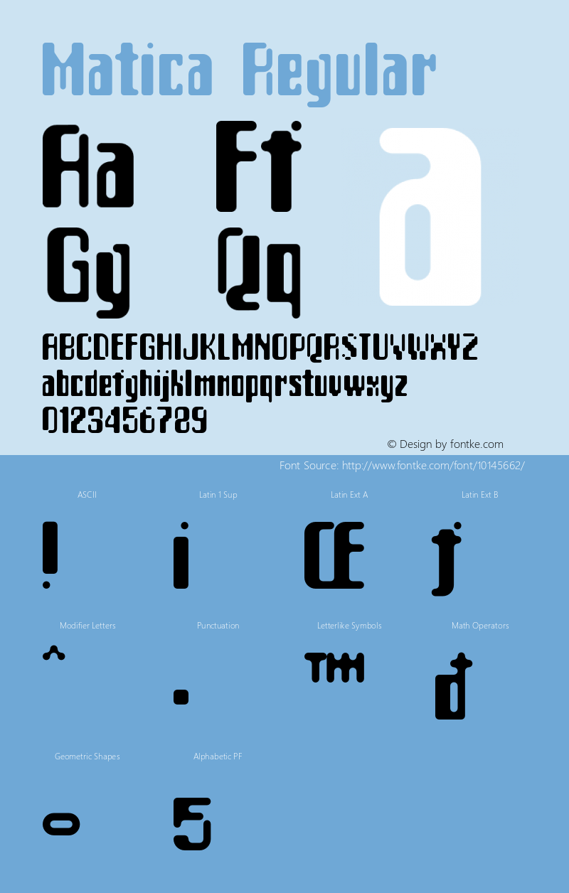 Matica Regular Version 1.000;PS 001.000;hotconv 1.0.38 Font Sample