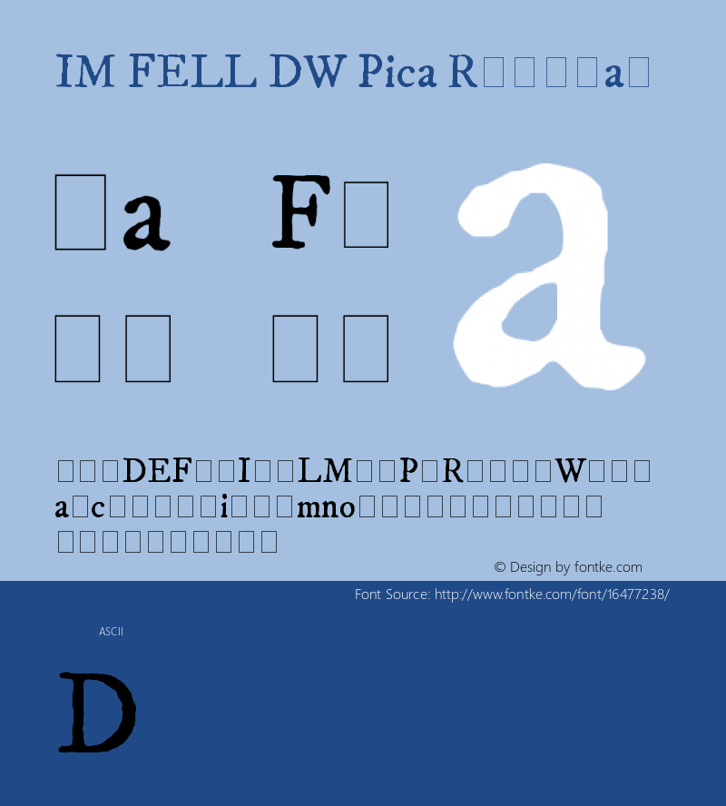 IM FELL DW Pica Regular 3.00 Font Sample