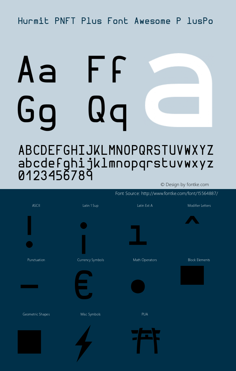 Hurmit PNFT Plus Font Awesome P lusPo Version 1.21;Nerd Fonts 0.4. Font Sample