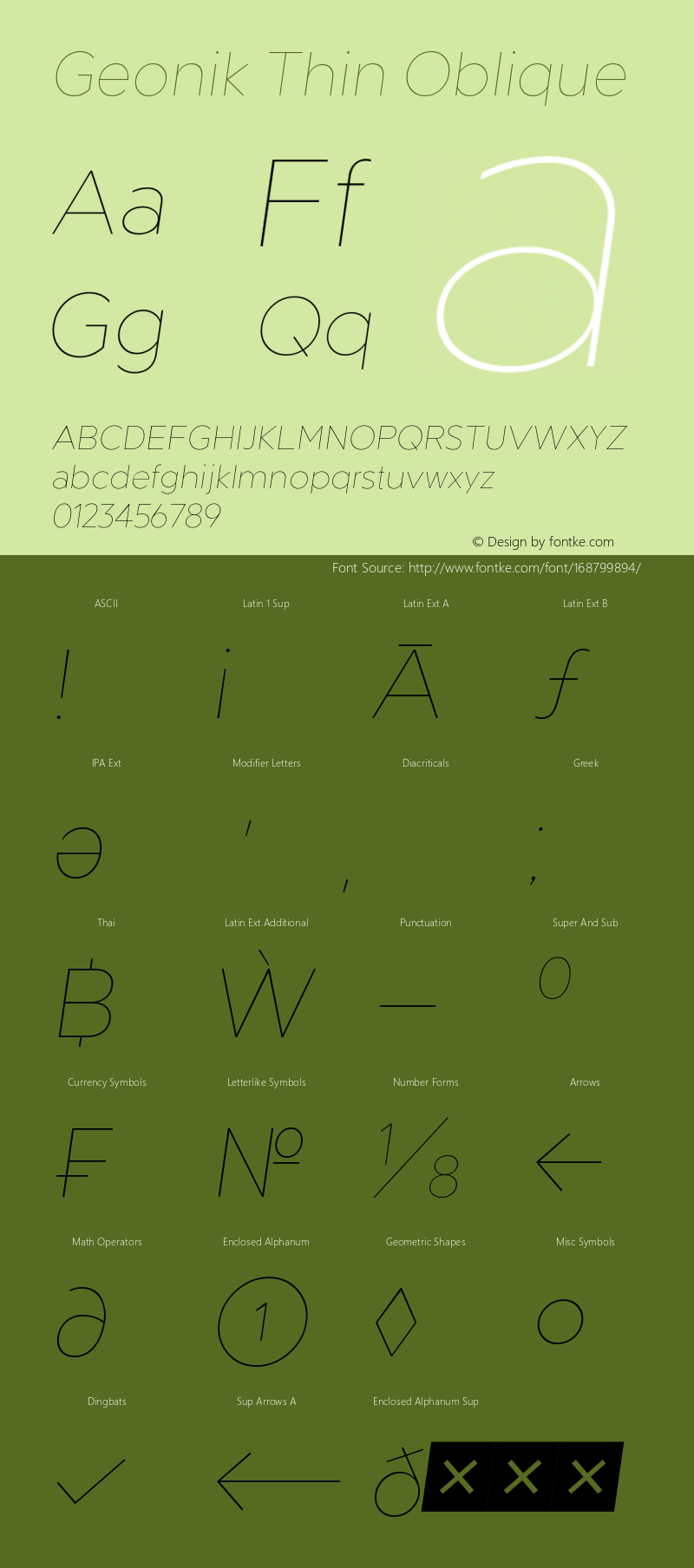 Geonik Thin Oblique Version 1.000;hotconv 1.0.109;makeotfexe 2.5.65596图片样张