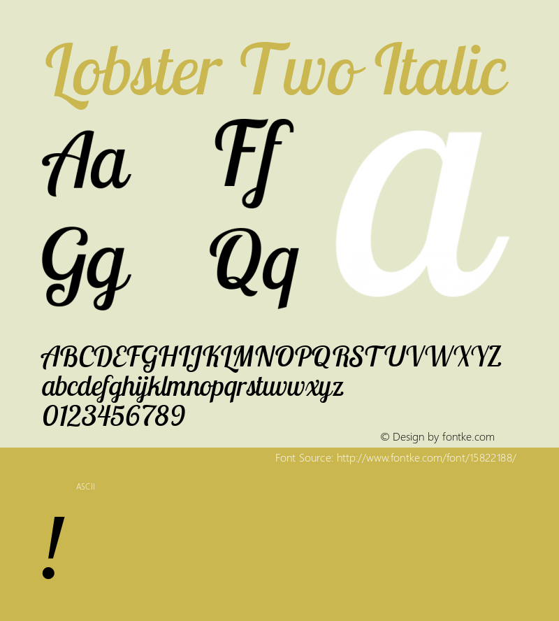 Lobster Two Italic Version 1.006; ttfautohint (v1.4.1) Font Sample