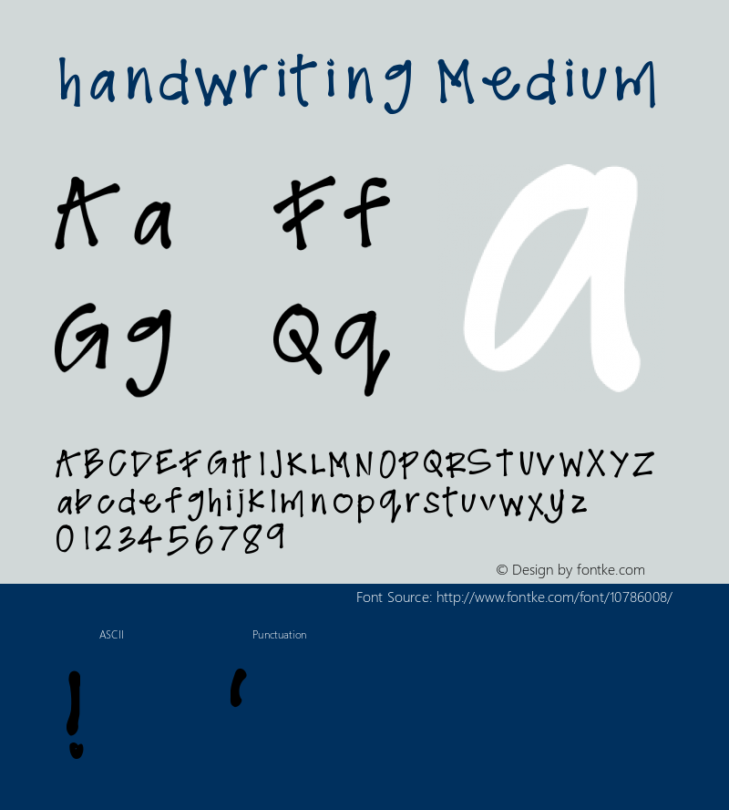 handwriting Medium Version 001.000 Font Sample