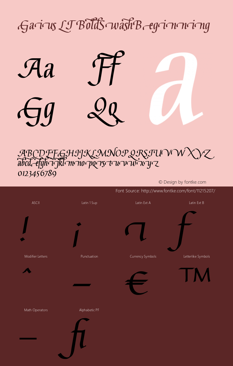 Gaius LT BoldSwashBeginning Version 001.000 Font Sample