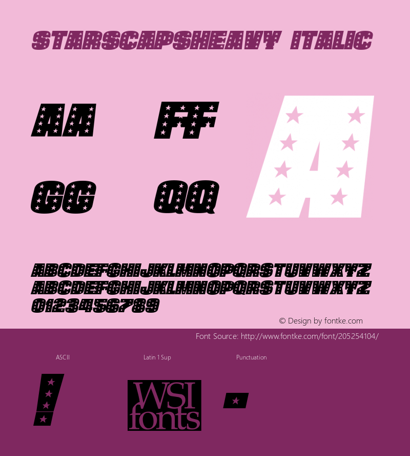 StarsCapsHeavy Italic Macromedia Fontographer 4.1 7/20/96图片样张