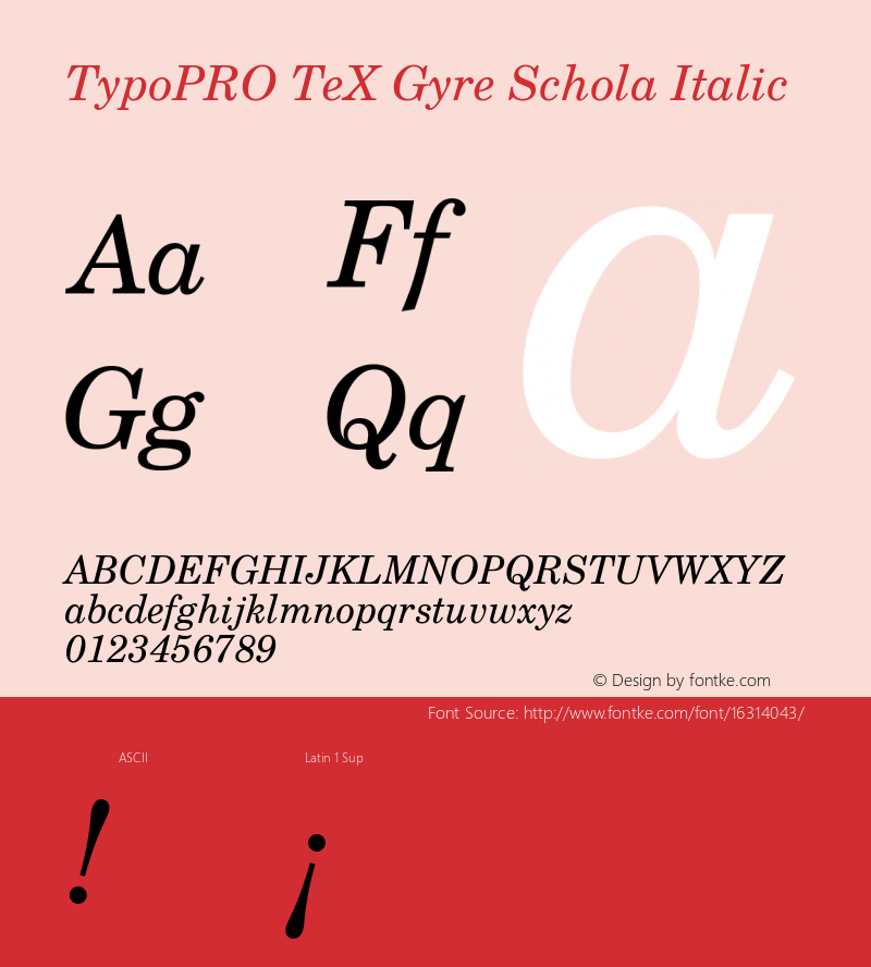 TypoPRO TeX Gyre Schola Italic Version 2.005;PS 2.005;hotconv 1.0.49;makeotf.lib2.0.14853 Font Sample