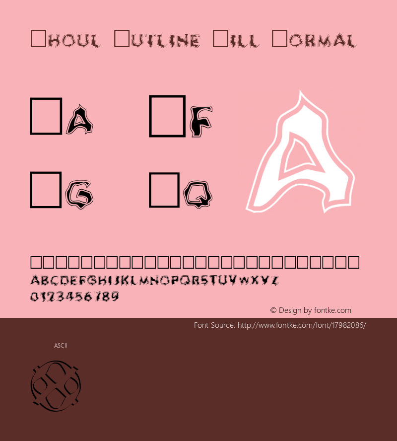 Ghoul Outline Fill Normal 1.0 - Freeware - use keys a to z, 0 to 9 Font Sample