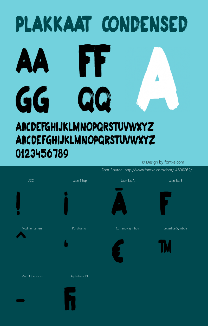 Plakkaat Condensed Version 1.005 Font Sample