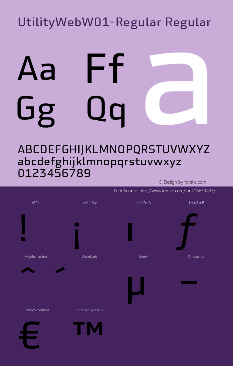 UtilityWebW01-Regular Regular Version 7.504 Font Sample