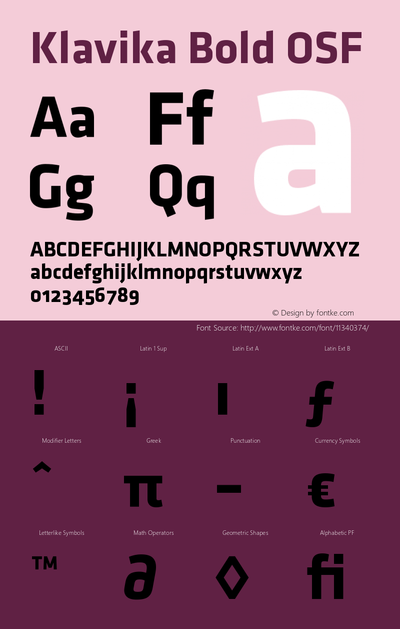 Klavika Bold OSF Version 001.000 Font Sample