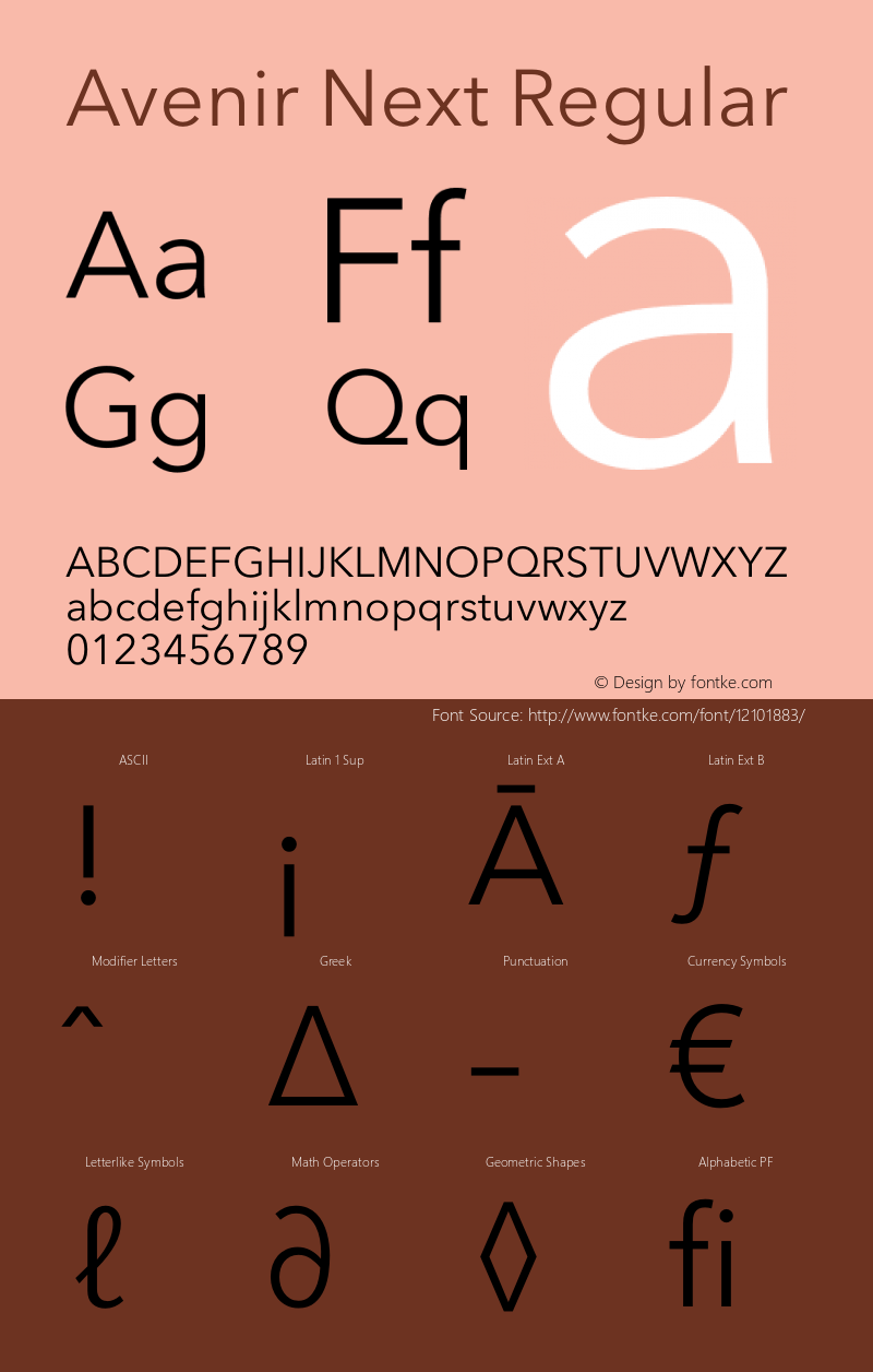 Avenir Next Regular 8.0d2e1 Font Sample